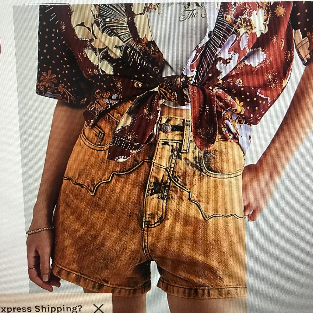 NWT Free People Irvy Denim Shorts by Pastiche western